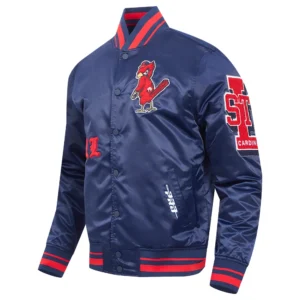 St. Louis Cardinals Pro Standard Old English Navy Satin Varsity Jacket