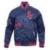 St. Louis Cardinals Pro Standard Old English Navy Satin Varsity Jacket - Image 2