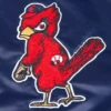 St. Louis Cardinals Pro Standard Old English Navy Satin Varsity Jacket - Image 5