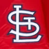 St. Louis Cardinals Pro Standard Old English Red Satin Varsity Jacket - Image 7