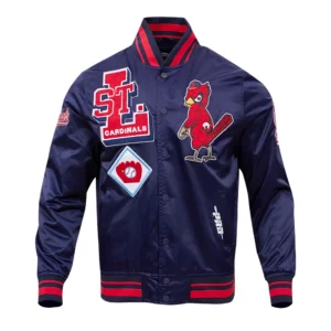 Alternative view of St. Louis Cardinals Pro Standard Retro Mashup Navy Satin Varsity Jacket