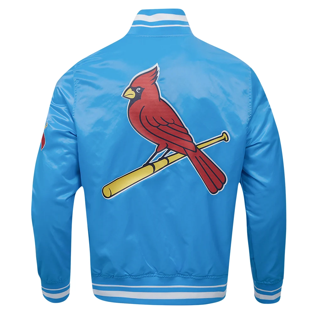 St. Louis Cardinals Pro Standard Script Tail Blue Satin Varsity Jacket - Image 4
