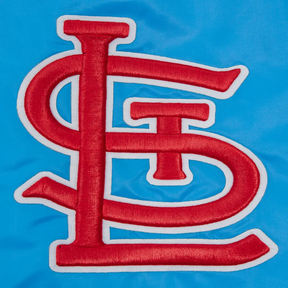St. Louis Cardinals Pro Standard Script Tail Blue Satin Varsity Jacket - Image 6