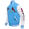 St. Louis Cardinals Pro Standard Script Tail Blue & White Varsity Jacket