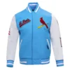 St. Louis Cardinals Pro Standard Script Tail Blue & White Varsity Jacket - Image 2