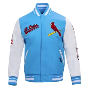 Alternative view of St. Louis Cardinals Pro Standard Script Tail Blue & White Varsity Jacket