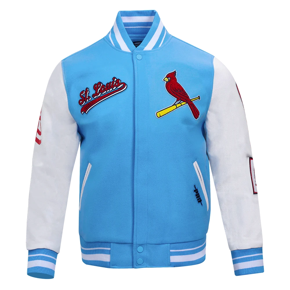 St. Louis Cardinals Pro Standard Script Tail Blue & White Varsity Jacket - Image 2