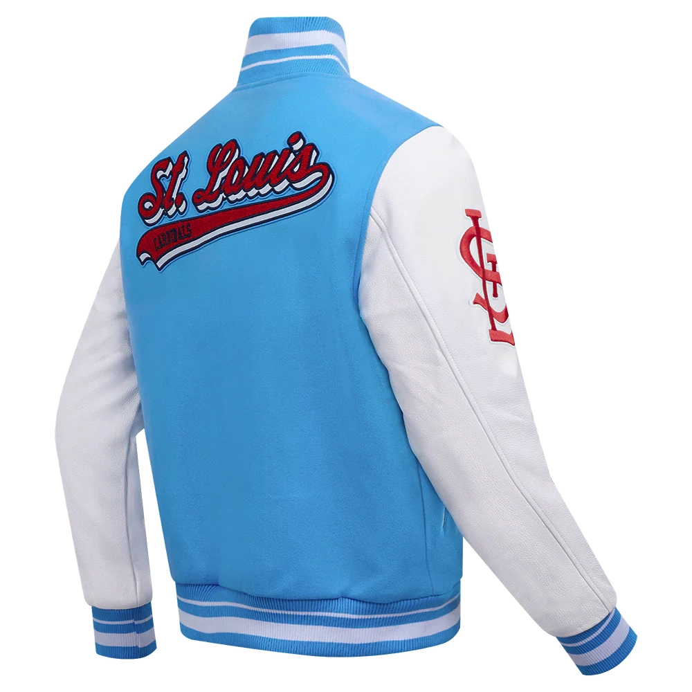St. Louis Cardinals Pro Standard Script Tail Blue & White Varsity Jacket - Image 3