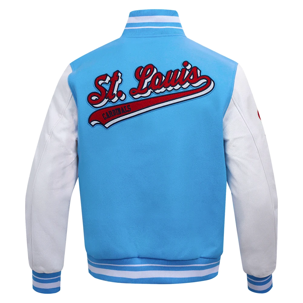 St. Louis Cardinals Pro Standard Script Tail Blue & White Varsity Jacket - Image 4