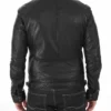 Men’s Black Leather Biker Jacket - Image 3