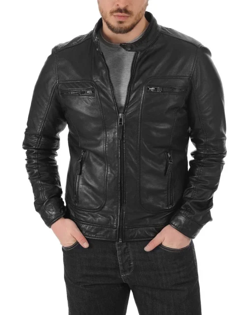 Men’s Black Leather Biker Jacket