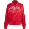 Women's Atlanta Braves Big Logo Satin Varsity Red Jacket