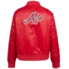 Women's Atlanta Braves Big Logo Satin Varsity Red Jacket - Image 2