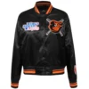 Women's Baltimore Orioles Mashup Rib Knitted Satin Varsity Jacket