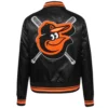 Women's Baltimore Orioles Mashup Rib Knitted Satin Varsity Jacket - Image 2