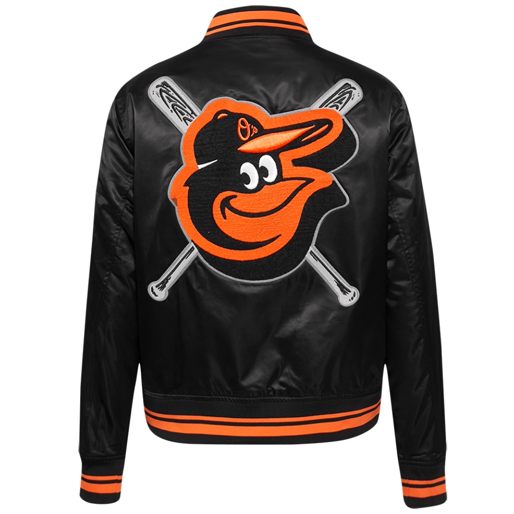 Women's Baltimore Orioles Mashup Rib Knitted Satin Varsity Jacket - Image 2