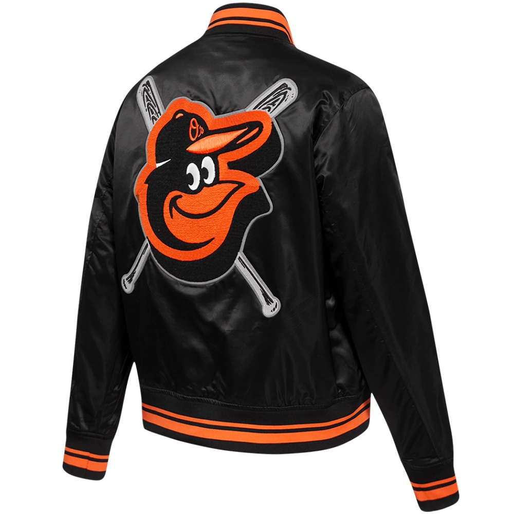 Women's Baltimore Orioles Mashup Rib Knitted Satin Varsity Jacket - Image 3