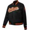 Women's Baltimore Orioles Script Tail Full-Snap Satin Varsity Jacket - Image 3