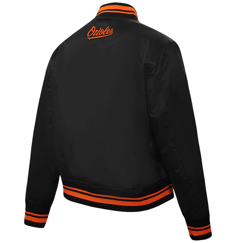 Women's Baltimore Orioles Script Tail Full-Snap Satin Varsity Jacket - Image 4