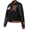 Women's Classic Baltimore Orioles Team Players Black Wool & Leather Varsity jacket - Image 4