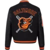 Women's Classic Baltimore Orioles Team Players Black Wool & Leather Varsity jacket - Image 3