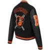 Women's Classic Baltimore Orioles Team Players Black Wool & Leather Varsity jacket - Image 2