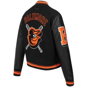 Alternative view of Women's Classic Baltimore Orioles Team Players Black Wool & Leather Varsity jacket