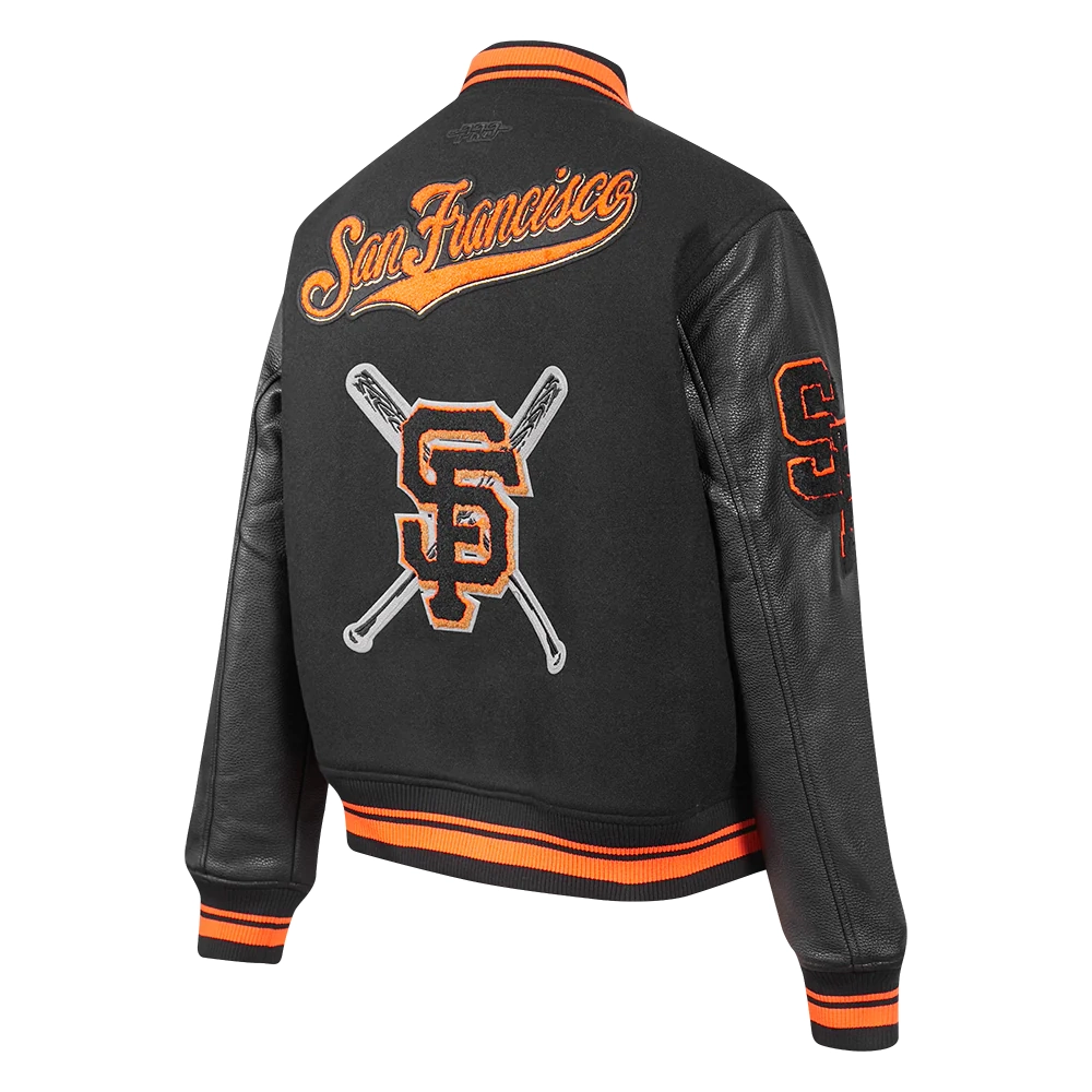 Women's San Francisco Giants Mashup Wool & Leather Varsity Jacket - Image 3