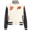 Women's San Francisco Giants Retro Classic White & Black Varsity Jacket - Image 2