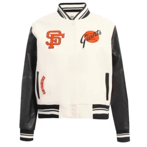 Alternative view of Women's San Francisco Giants Retro Classic White & Black Varsity Jacket