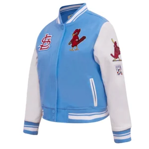 Alternative view of Women's St. Louis Cardinals Pro Standard Retro Classic Blue & White Varsity Jacket