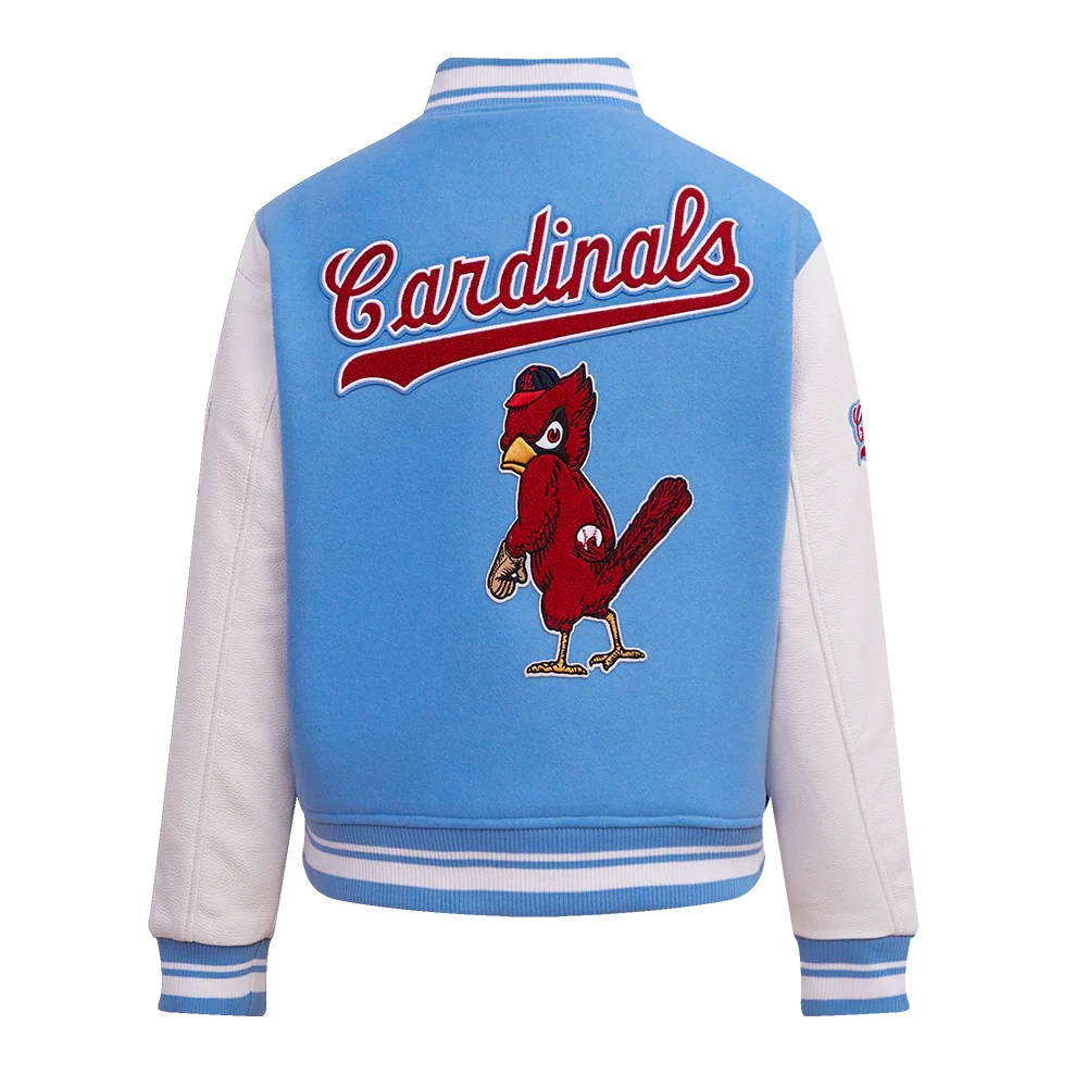 Women's St. Louis Cardinals Pro Standard Retro Classic Blue & White Varsity Jacket - Image 4