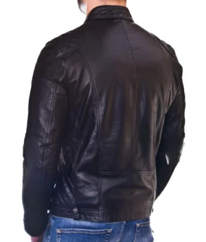 Alternative view of Mens Black Leather Cafe Racer Jacket - Phoenix
