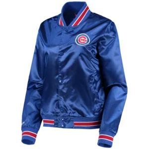 Women's Chicago Cubs Full-Snap Satin Varsity Blue Jacket