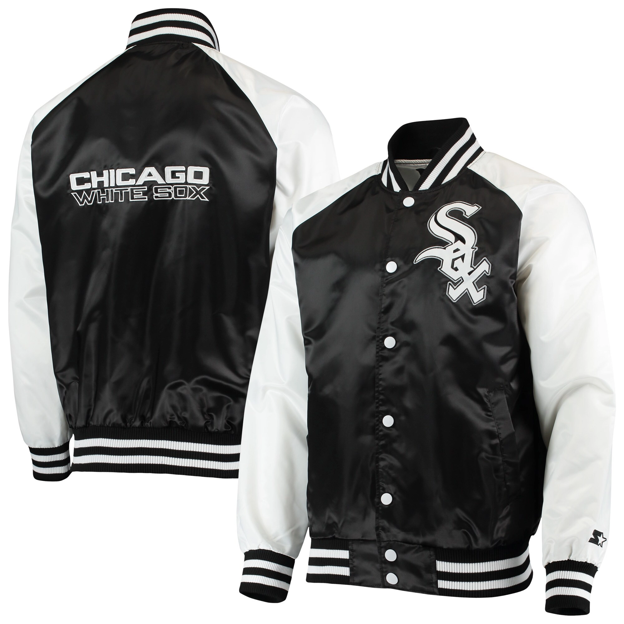 Chicago White Sox Starter The Lead Off Hitter Full-Snap Satin Varsity Jacket - Image 3