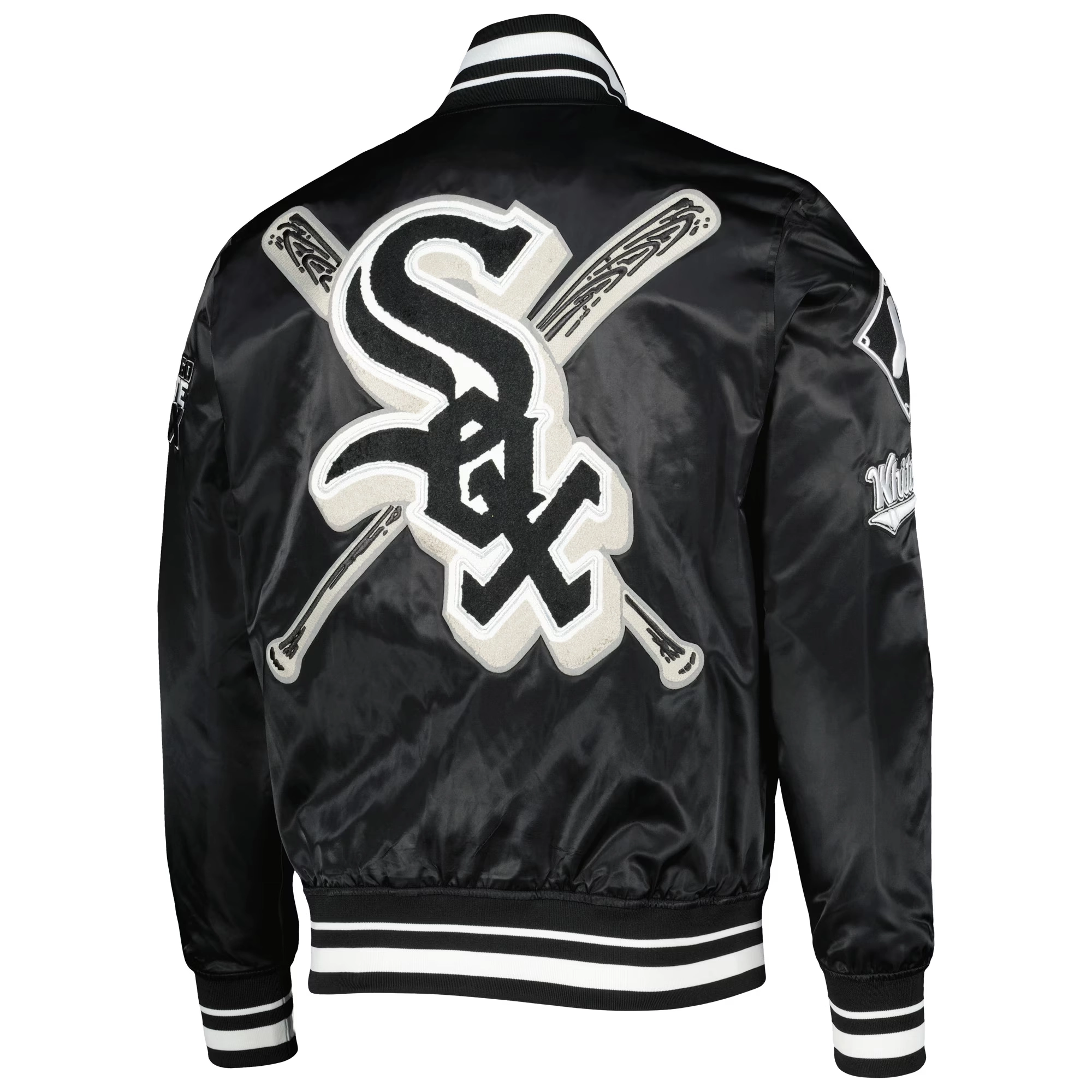 Chicago White Sox Pro Standard Black MashUp Full-Snap Satin Varsity Jacket - Image 3