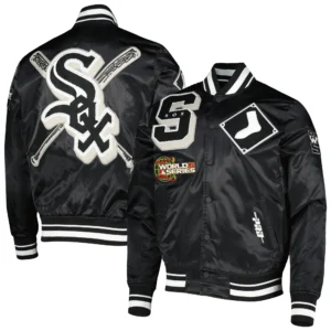Alternative view of Chicago White Sox Pro Standard Black MashUp Full-Snap Satin Varsity Jacket