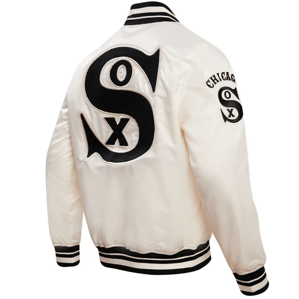 Chicago White Sox Men's Retro Classic Rib Satin Varsity Jacket - Image 4
