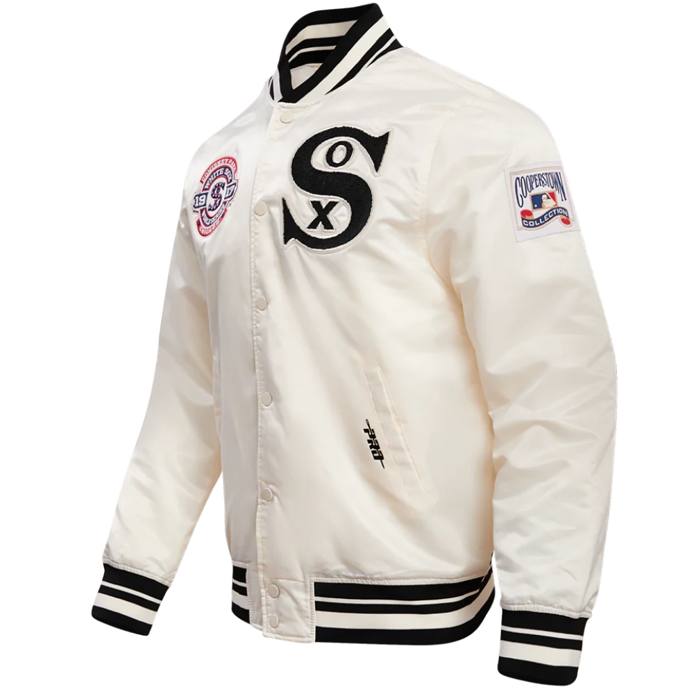 Chicago White Sox Men's Retro Classic Rib Satin Varsity Jacket - Image 3