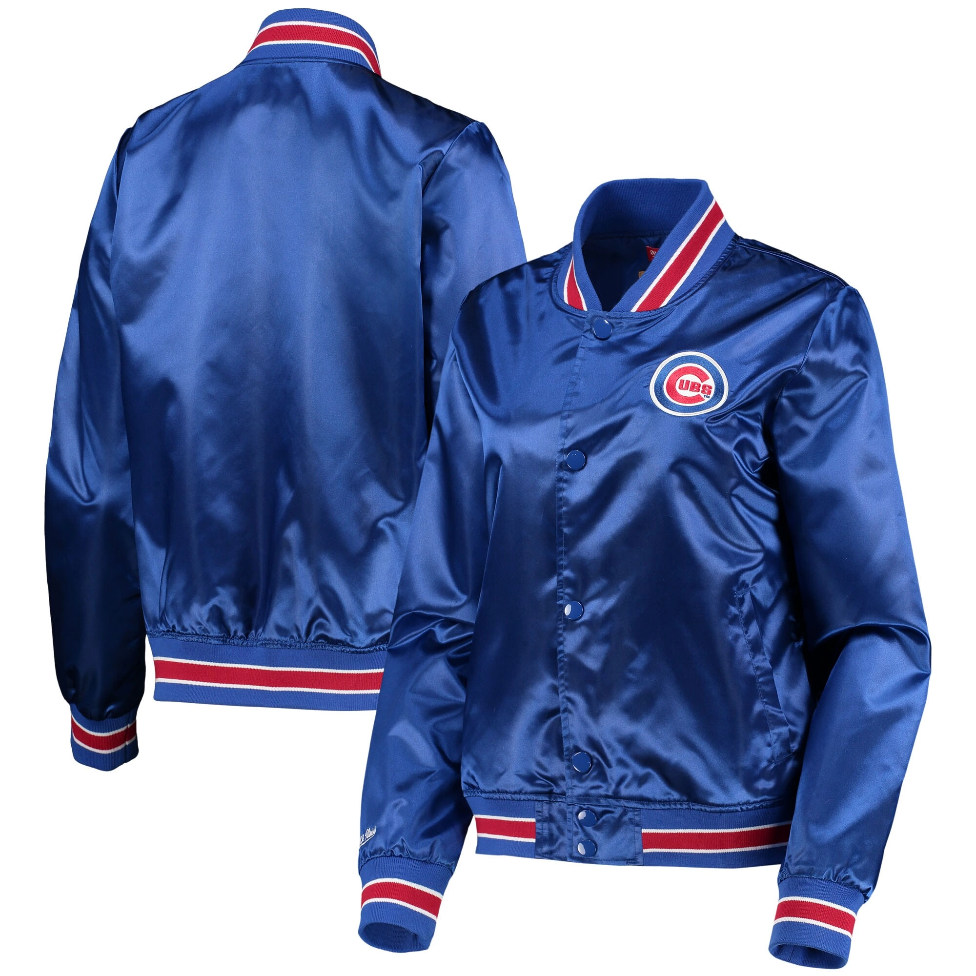 Women's Chicago Cubs Full-Snap Satin Varsity Blue Jacket - Image 3