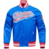 Chicago Cubs Wordmark Pro Standard Rib Knitted Satin Varsity Jacket