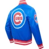 Chicago Cubs Wordmark Pro Standard Rib Knitted Satin Varsity Jacket - Image 4