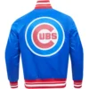 Alternative view of Chicago Cubs Wordmark Pro Standard Rib Knitted Satin Varsity Jacket