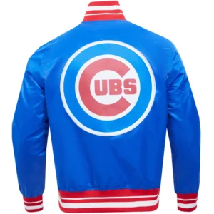 Alternative view of Chicago Cubs Wordmark Pro Standard Rib Knitted Satin Varsity Jacket
