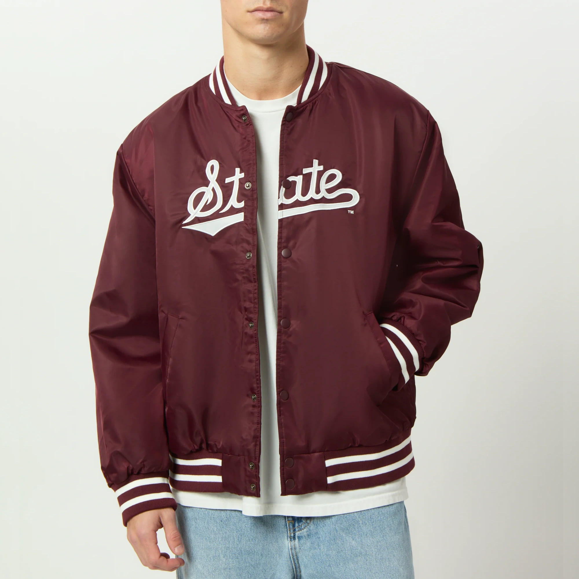 Men's Mississippi State Bulldogs Maroon Satin Jacket