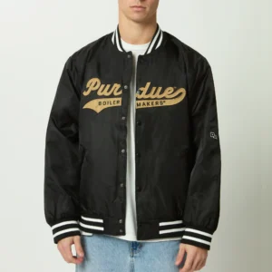 Mens A-Game University of Purdue Boilermakers Navy Satin Jacket