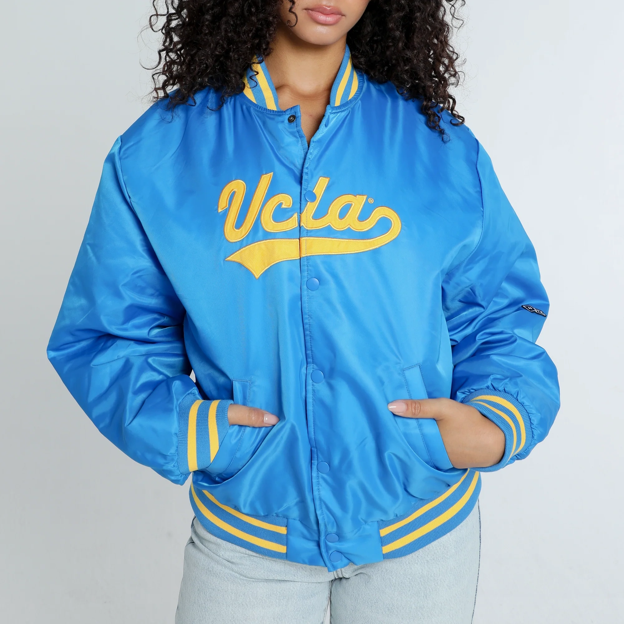 A-Game University of California, Los Angeles Blue Satin Varsity Jacket