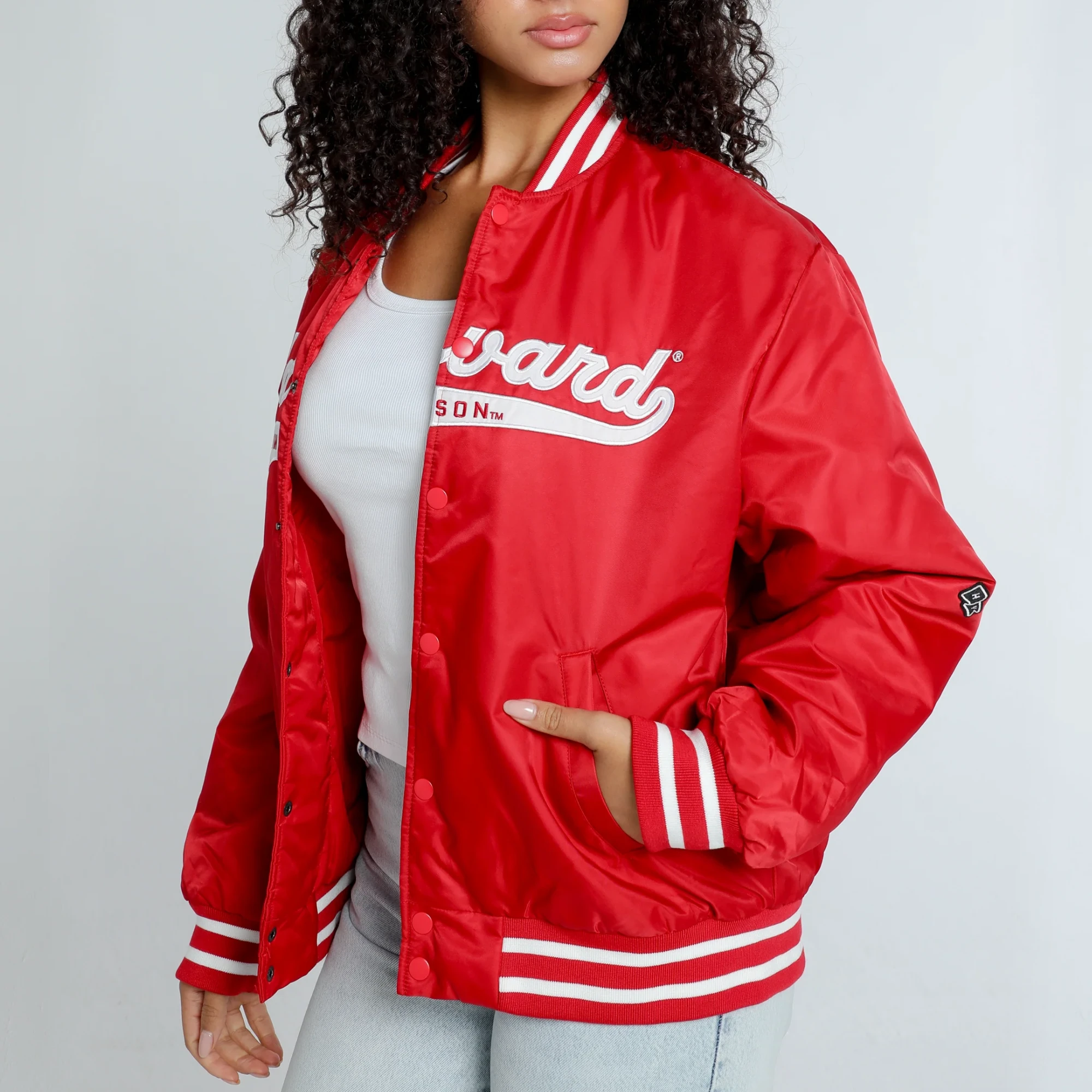Harvard Crimson Women's A-Game Varsity Jacket - Image 2