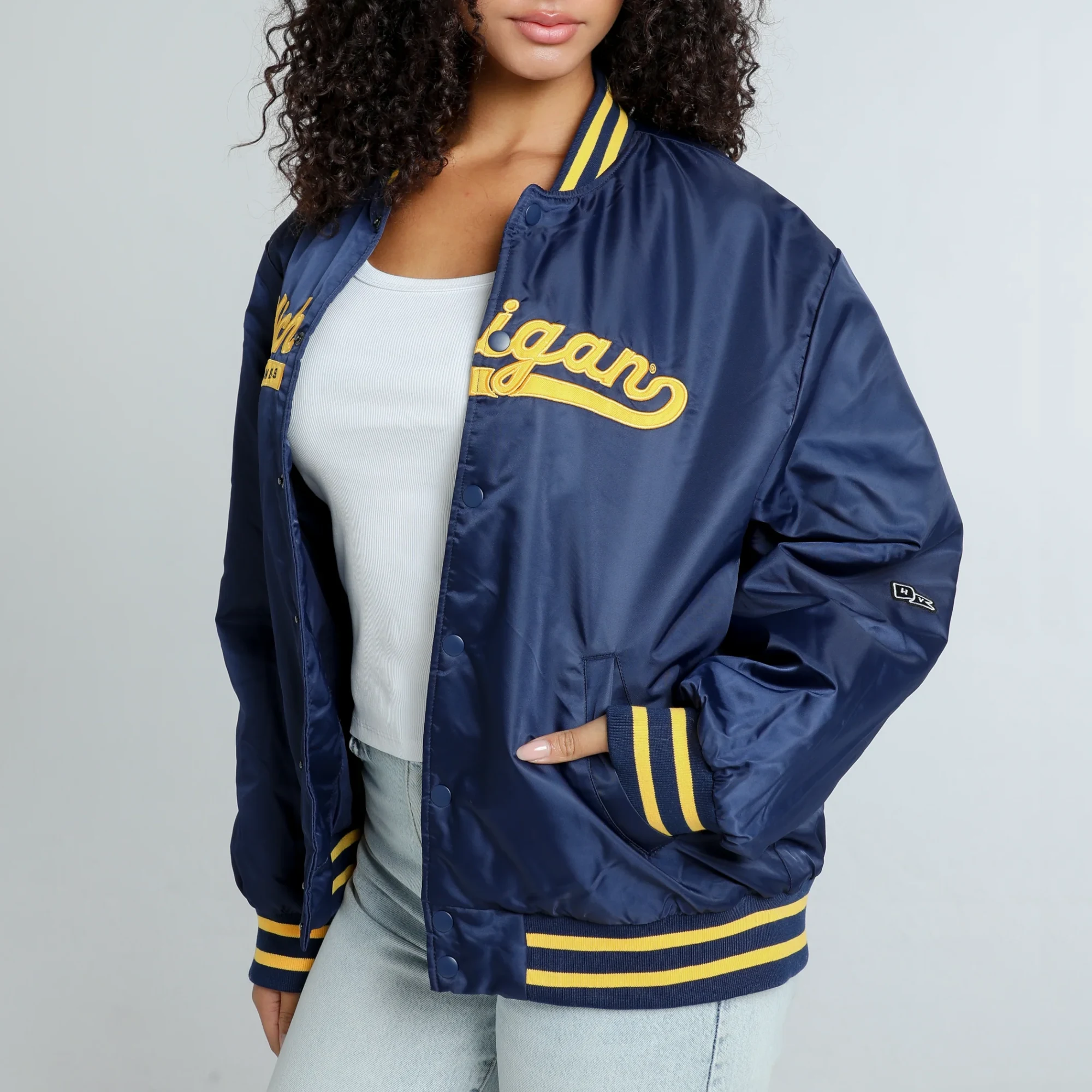 Michigan Wolverines Women's A-Game Navy Jacket - Image 2