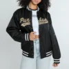 Womens A-Game University of Purdue Boilermakers Black Satin Varsity Jacket